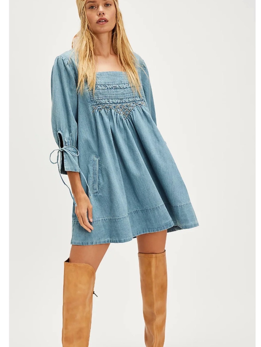 Free People FB Resolve Sonora Denim mini dress cornflower -XS